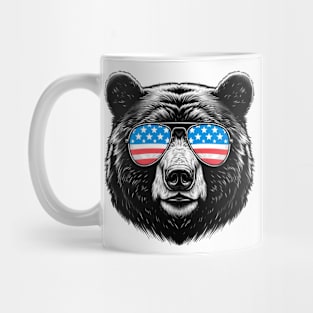 American Black Bear Sunglasses American Flag 4th of July Mug